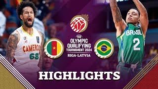 Cameroon 🇨🇲 beat Brazil 🇧🇷 in a thriller both qualify for semis  Highlights  FIBA OQT 2024 Latvia [upl. by Nairbo661]