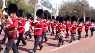 Marching Guardsmen at Buckingham Palace London [upl. by Thorr]