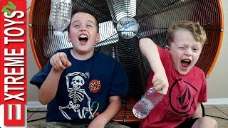 Extreme Toys Short Epic Bottle Flip Challenge Ethan Vs Cole and the Giant Hurricane Fan [upl. by Anailuj533]