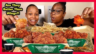 TRYING WINGSTOP NEW THIGHS THIGHSTOP BONEIN amp BONELESS REVIEW [upl. by Hanako585]