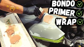 Vinyl Wrapping Damaged WRX Fender Using Bondo and More Primer [upl. by Notserk125]