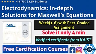 Electrodynamics Indepth Solutions for Maxwell’s Equations  Coursera all week16 quiz answers [upl. by Otsuj]