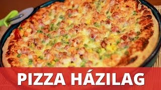 Zöldséges vastag tésztás pizza házilag recept videó Homemade Pizza [upl. by Kralc]