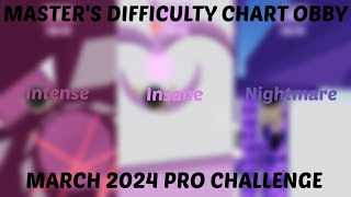 MDCO Masters Difficulty Chart Obby  March 2024 Pro Challenge [upl. by Eelac]