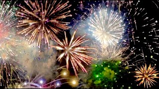 Fireworks Sound Effects and Stock Video 4K  Colorful Fireworks Exploding in Night Sky ROYALTY FREE [upl. by Ynor428]