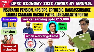 Economy Win23 Ep07 Insurance Pension NPSOPS EPFOESIC Bancassurance amp more TheMrunalPatel [upl. by Wadlinger445]