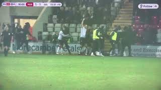 Bolton fans pitch invade after late Equaliser at Morecambe after racism incident stopped game [upl. by Nosnek869]