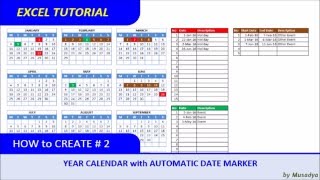 How to Create Excel Calendar for Specific Year with Automatic Date Marker [upl. by Raffo]