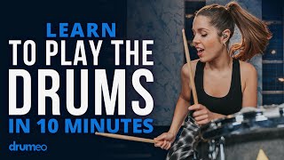 Learn To Play The Drums In 10 Minutes Beginner Lesson w Domino Santantonio [upl. by Cinimmod]