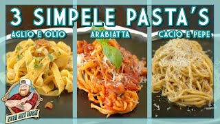 3 SIMPELE PASTAS  AGLIO E OLIO CACIO E PEPE EN ARABIATTA  EtenmetNick  How to [upl. by Robbie716]