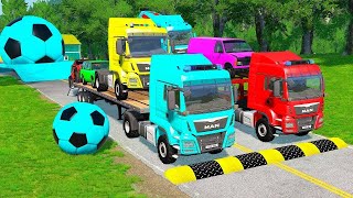 TRANSPORTING PIXAR CARS amp FRUITS WITH COLORED amp JOHN DEERE vs CLAAS vs TRACTORS  BeamNGdrive 962 [upl. by Ursulette]