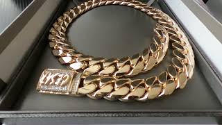 20mm 10k yellow gold Miami Cuban Link with custom diamond lockbox [upl. by Cristionna]