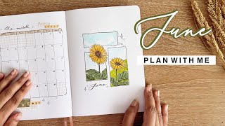 June 2023 bullet journal setup  sunflower theme 🌻 [upl. by Ayatnahs]