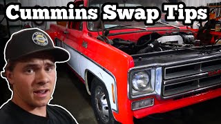 Cummins Swap TIPS and TRICKS  1975 C30 Squarebody [upl. by Olshausen126]