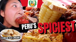 PIG FEET CHEESE ICECREAM SPICIEST PERUVIAN FOOD at Picanteria La Nueva Palomino Arequipa Peru 🇵🇪 [upl. by Elletnahs]