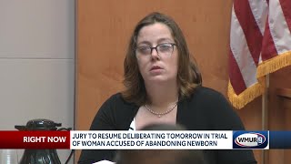 Jury to resume deliberating tomorrow in trial of woman accused of abandoning newborn [upl. by Chaffee458]