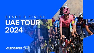 PERFECTLYTIMED ATTACK 🔥  Stage 3 Finish UAE Tour 2024  Eurosport Cycling [upl. by Eboh533]