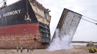 Extreme Way They Manually Scrap a Gigantic Ship Stranded on the Beach [upl. by Nohsid]