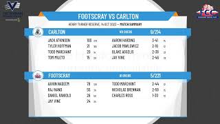 Victorian Premier Cricket  Kookaburra Mens Seconds  Round 2  Footscray v Carlton  Day 2 [upl. by Onoitna930]