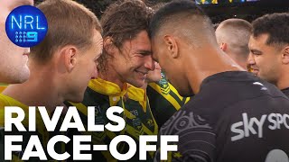 Aussies and Kiwis get close and personal after powerful Haka  NRL on Nine [upl. by Hauge]