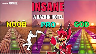 A Hazbin Hotel  INSANE  Noob vs Pro vs God Fortnite Music Blocks [upl. by Ecenaj]