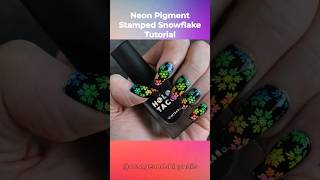 Neon Stamped Snowflake Nail Art Tutorial  Orangeandshinynails [upl. by Livingstone]