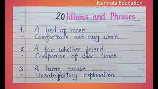 20 Idioms and Phrases in English  Idioms and Phrases writing  Idioms  Phrases [upl. by Ynnoj]