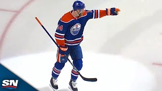 Oilers Mattias Ekholm Uncorks Wicked Slap Shot To Match CareerHigh In Goals [upl. by Llenahs]