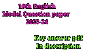 10th English Model question paper 202324 Key answer pdf learneasilyhub [upl. by Hammerskjold]