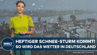 WETTER Heftige Unwetter drohen in Deutschland Es kommt mehr Schnee Diese Regionen sind betroffen [upl. by Nohsav]