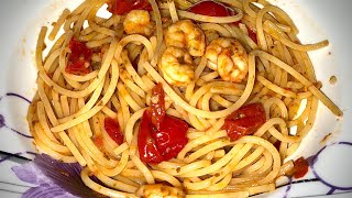 Makarona me karkaleca dhe pomodorini  Receta gatimi  Spaghetti ai gamberetti e pomodorini [upl. by Lancaster]