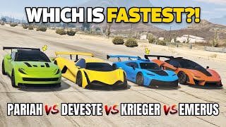 GTA 5 ONLINE  PARIAH VS DEVESTE VS KRIEGER VS EMERUS WHICH IS FASTEST [upl. by Airbmac857]