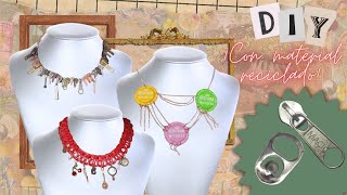 Collares DIY con MATERIAL RECICLADO Pero SÚPER en TENDENCIA [upl. by Lleder]