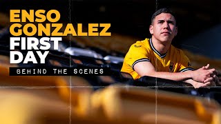 Enso Gonzalez arrives at Wolves  Behind the scenes of the Paraguayans signing day [upl. by Kizzee]