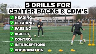 5 Drills For Center Defenders And CDMs Soccer training for defenders and midfielders [upl. by Yroj]