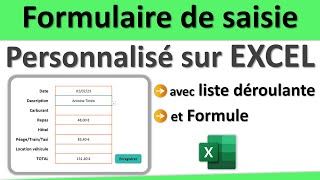 Créer un formulaire de saisie personnalisé sur Excel avec liste déroulante et formule [upl. by Erret]