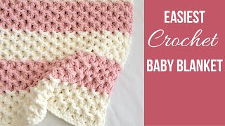 Easiest Crochet Baby Blanket 1 Row Repeat [upl. by Pelpel]