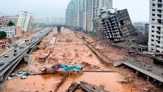 Massive destruction in China and Vietnam Flow of water collapse bridges Super Typhoon Yagi [upl. by Hewett]