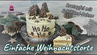 Traumhafte Weihnachtstorte mit Bratapfel und SchmandSahne🎄 Einfach amp so Lecker😍 [upl. by Ul]