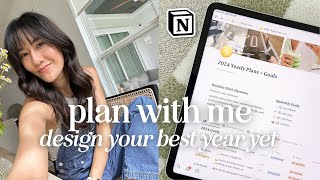 Plan with Me for 2024  My Entire GoalSetting System in Notion ✨ Design Your Year Challenge [upl. by Nyllek]