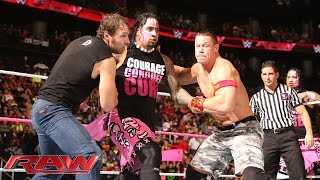 John Cena amp Dean Ambrose vs The Usos vs Gold amp Stardust  Triple Threat Tag Team Match [upl. by Tumer]