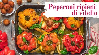 Peperoni ripieni di vitello verdure ripiene con carne e deliziose polpette fritte [upl. by Kanter]