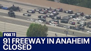 91 freeway in Anaheim closed [upl. by Philine]