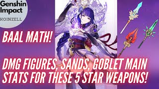 Raiden Math Guide 3 ER or ATK Sands ATK or Electro DMG Goblet For These 5 Star Weapons [upl. by Elsie]