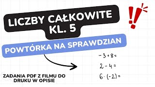 Liczby całkowite  klasa 5  GWO  Matematyka z plusem  sprawdzian  pdf w opisie [upl. by Turoff]