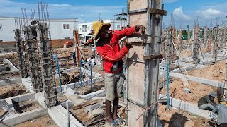 Installation Processing Of Building Column Formwork  Formwork Greasing  Formwork Sealing [upl. by Troxell]