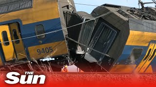 Train accident in the Netherlands near The Hague kills one and leaves 30 injured [upl. by Pavlov383]