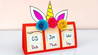 How to make New year 2022 Desk Calender  Handmade Desk Calender  DIY Cute unicorn desk calender [upl. by Zirkle712]