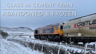 ABANDONED GBRf Class 66 amp Castle Cement train FROZEN at Ribblehead [upl. by Holtorf596]