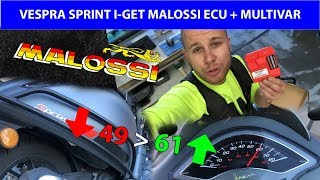 VESPA SPRINT BROMFIETS IGET MALOSSI ECU  MULTIVAR  VOL GAS MET JOEY [upl. by Anauqes]